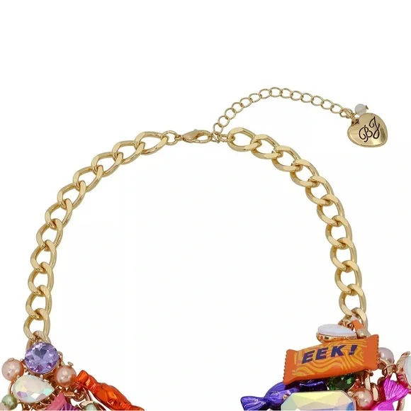 NWT ⚜️ 🍭⚜️ BETSEY JOHNSON Faux Stone Candy Statement Bib Necklace Halloween - Picture 4 of 10